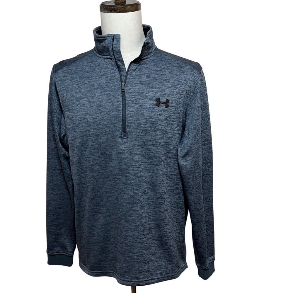 Under Armour Pullover Mens Large Blue Gray ColdGear Fleece 1/2 Zip Pullover